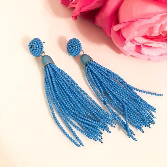 BaubleBar Blue Beaded Tassel Earrings - Picture 2 of 10